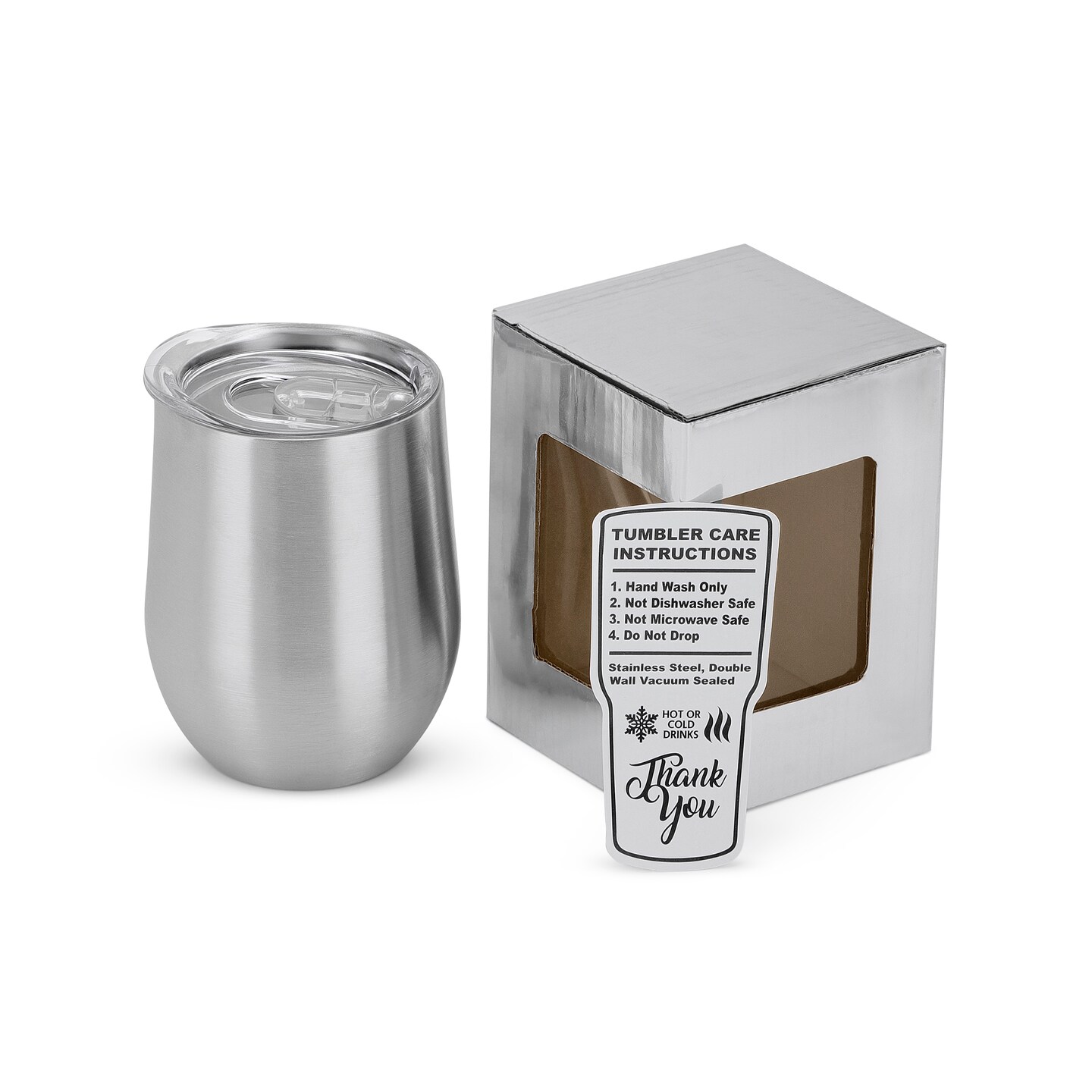 Makerflo 12 oz Stainless Steel Wine Tumbler with Clear Splash Proof Lid, Craft-Ready for DIY Gifts &#x26; Personalization (Epoxy, UV DTF, Vinyl, and Laser Engraving)