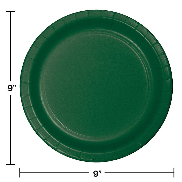 Hunter Green 9&#x22; Paper Plates (24/Pkg)