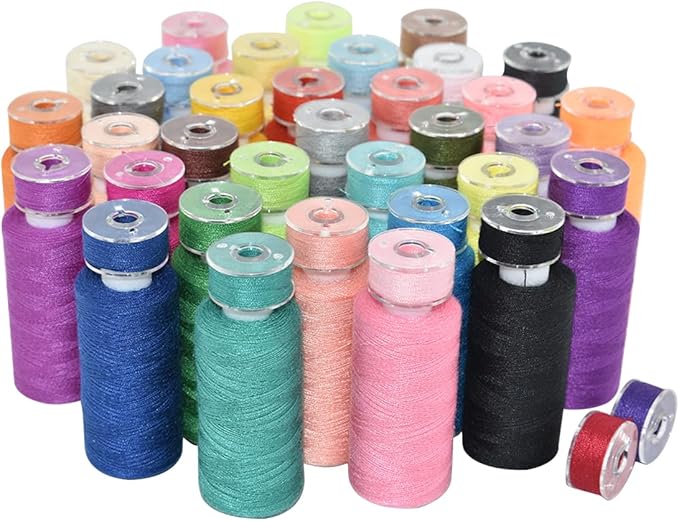 72-Piece Sewing Thread Set – 36 Colors with Matching Prewound Bobbins and Case, 550 Yards per Polyester Thread, Popular Colors for Hand and Machine Sewing
