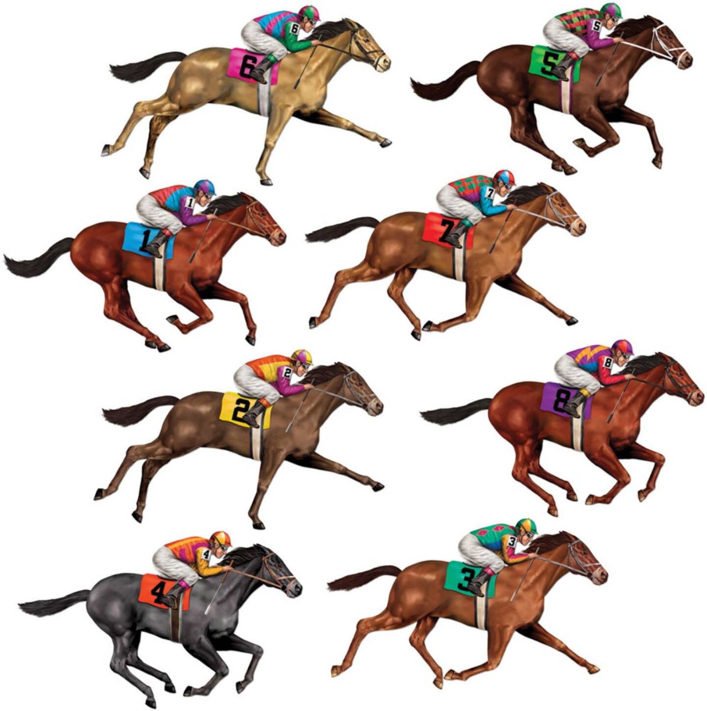 The Costume Center Set of 8 Brown and White Race Horses Halloween Props 29&#x22;