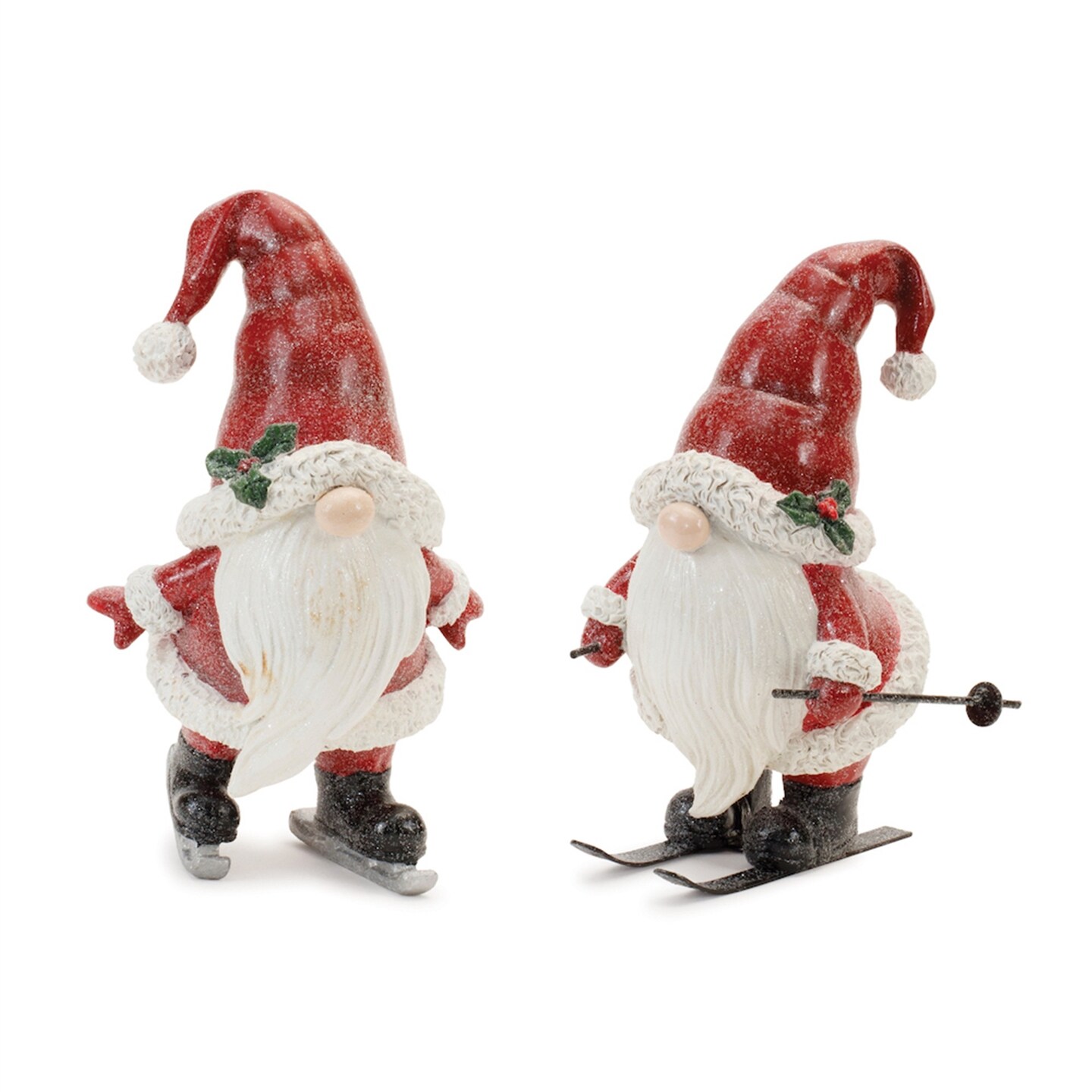 Melrose Gnome on Skis and Skates Christmas Figurines - 6.25&#x22; - Set of 2