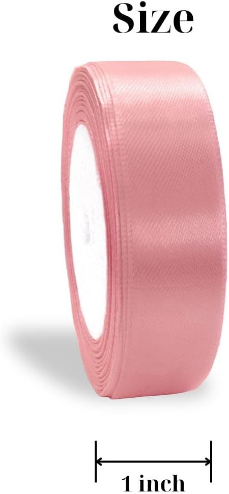 Ribbon 1 inch Powder Pink Ribbons for Crafts Gift Ribbon Satin Solid Ribbon Roll 1 in x 25 Yards