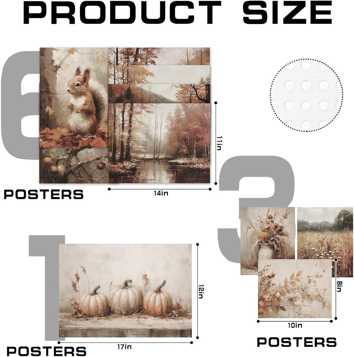 10Pcs Thanksgiving Fall Vintage Wall Art Prints Retro Autumn Scenery Paper Posters
