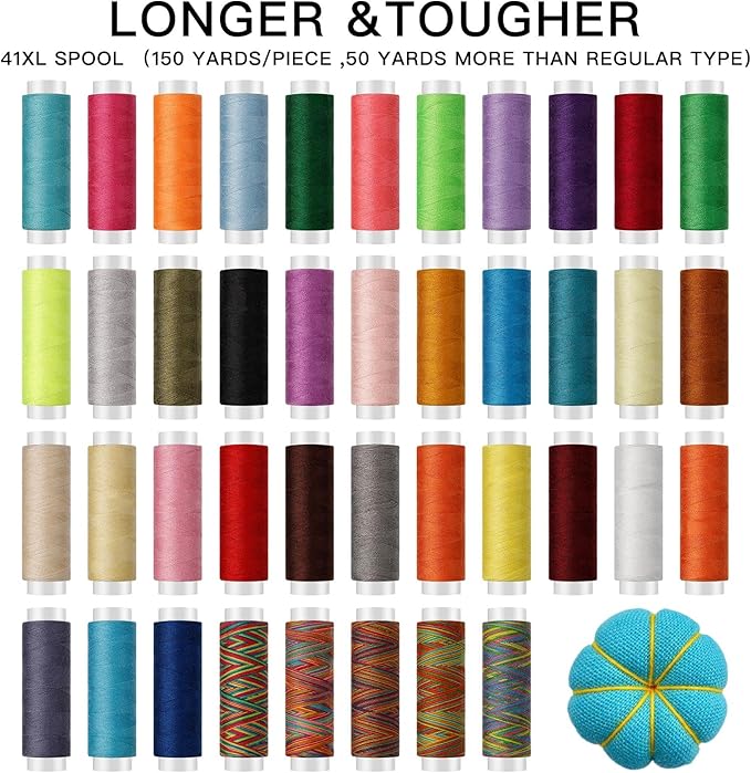 Large Sewing Kit, 200 Premium Sewing Supplies, 41 XL Thread Spools, Suitable for Traveller, Adults, Kids, Beginner, Emerg 10.43 x 8.54 x 1.85 inchesency, DIY and Home