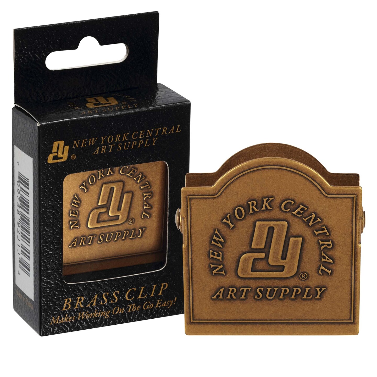 New York Central Embossed Brass Book Clip, Vintage Patina Finish, 1.57" x 1.73" x 0.77", Holds up to .67", Decorative Office Supplies, Durable Journal Clip with Strong Metal Spring