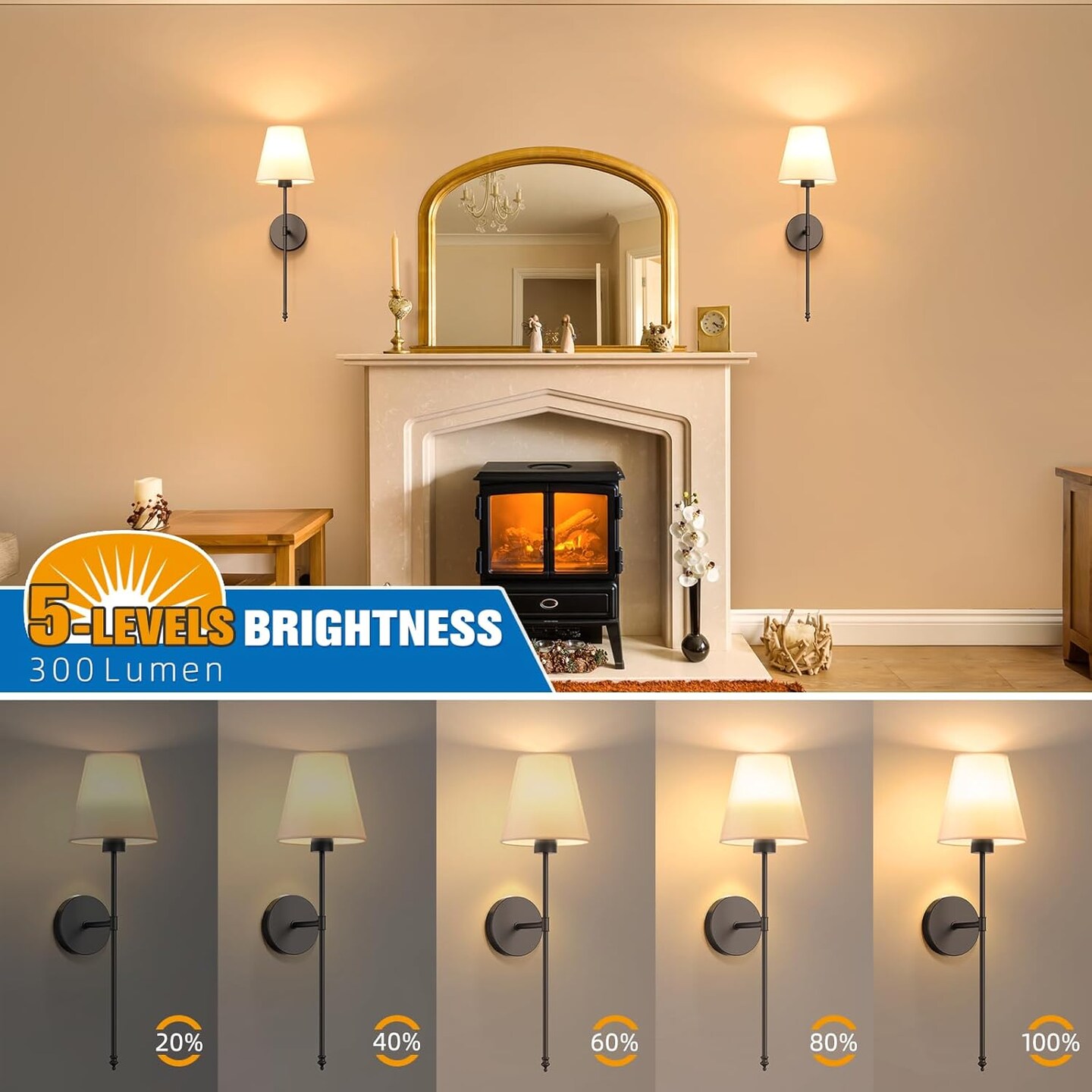 Battery Operated Wall Sconce Set of 2,Black Rechargeable Wall Lights with 5200mAh Dimmable Detachable Bulbs and Remote, 10 Colors Wireless Wall Lamps for Bedroom Living Room Hallway