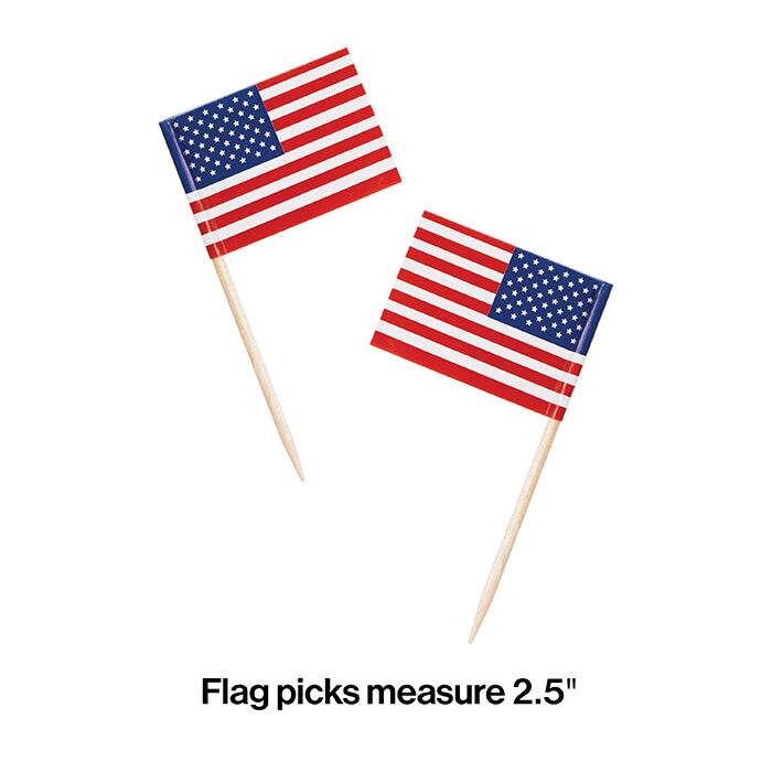 USA Flag Picks (50/Pkg)