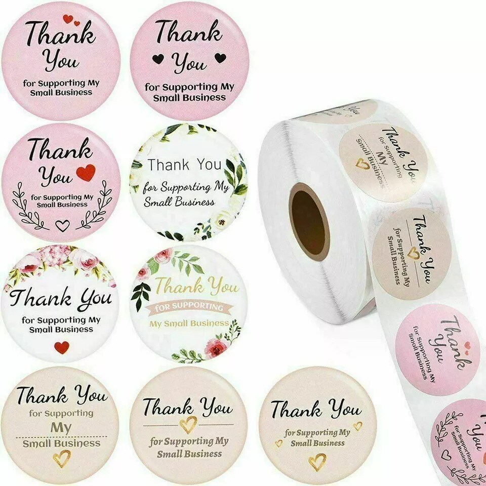 1.5&#x27;&#x27; Thank You for Supporting My Small Business Stickers 500PCS/Roll 9 Design