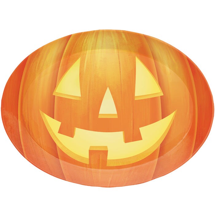 Halloween Pumpkin Plastic Tray, 10 X 14 Oval