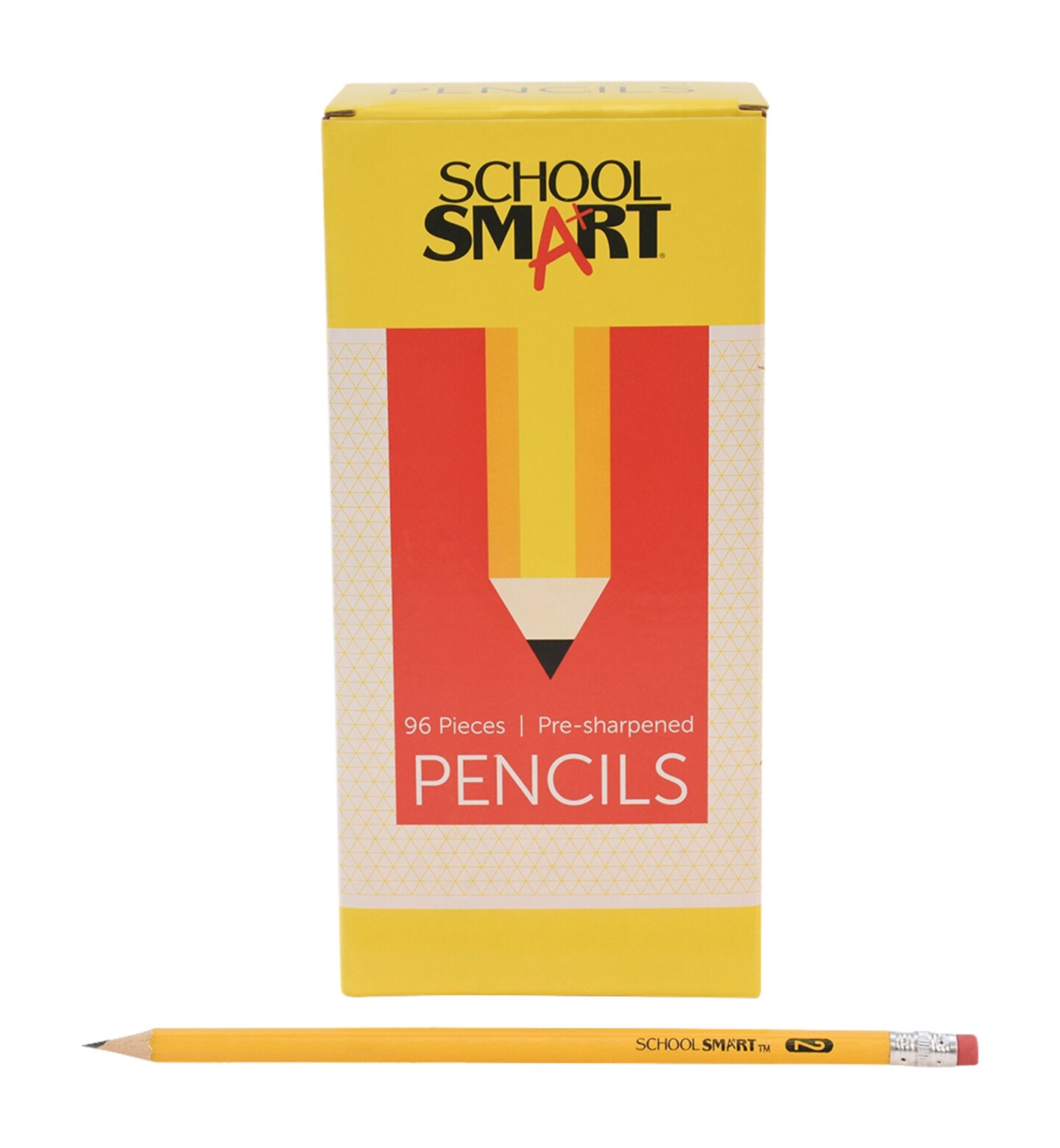 School Smart No 2 Pencils, Pre-Sharpened, Hexagonal with Latex-Free Erasers, Pack of 96