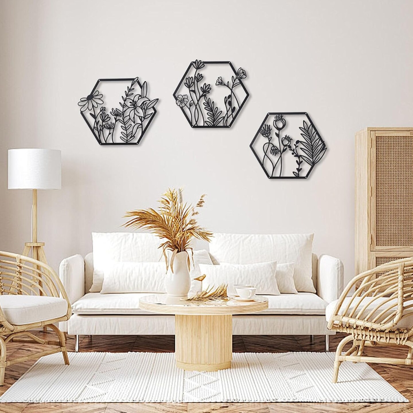 3 Pcs Metal Flower Wall Decor,Flower Art Wall Decor,Farmhouse Wall Decor (Black)