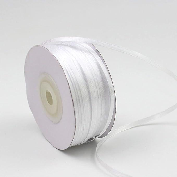 White Ribbon - Solid Color Satin Ribbon,1/8 inch x 100 Yards Double Face Gift Ribbon for Crafts