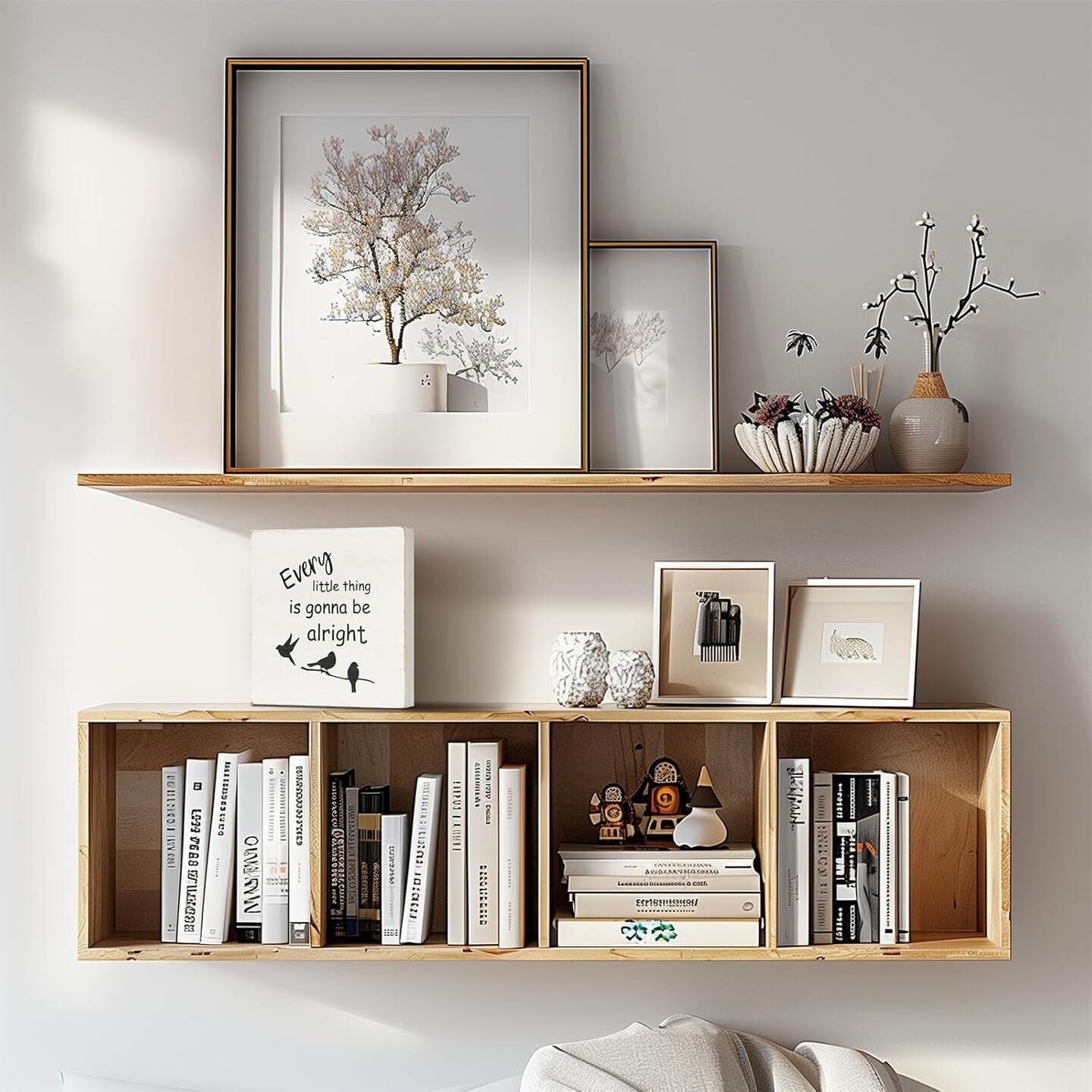 Office Decor,Coffee Table Decor, Shelf Decor(5 x 5 Inches) - Interesting Office Desk Accessories, Freestanding or Wall-Mountable(White)
