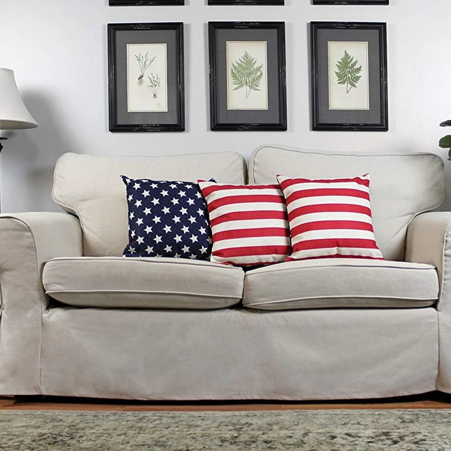 16x16 American Flag Pillow Covers 3ct Rustic Reversible 4th of July
