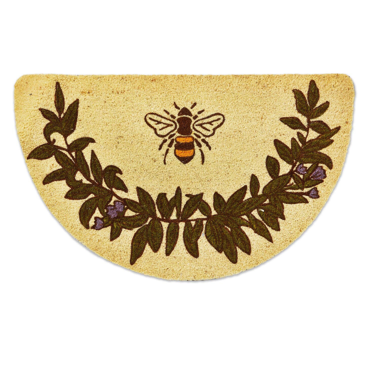 Bee Shaped PVC Coir Door Mat Multicolor Everyday Doormat 1 in H x 36 in L x 22 in W Easy to Clean Shake or Brush