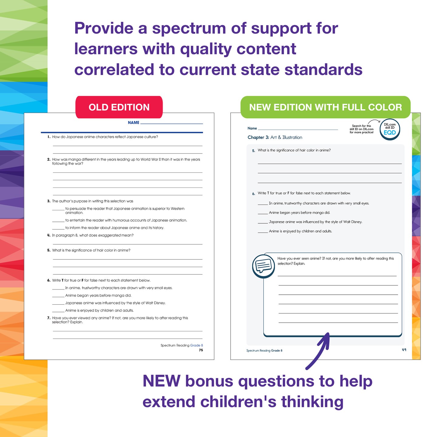 Spectrum Grade 8 Reading Workbook, Reading Comprehension Grade 8, Middle School Books With Nonfiction and Fiction Passages, Critical Thinking &#x26; More for Eighth Grade, Middle Grade Books