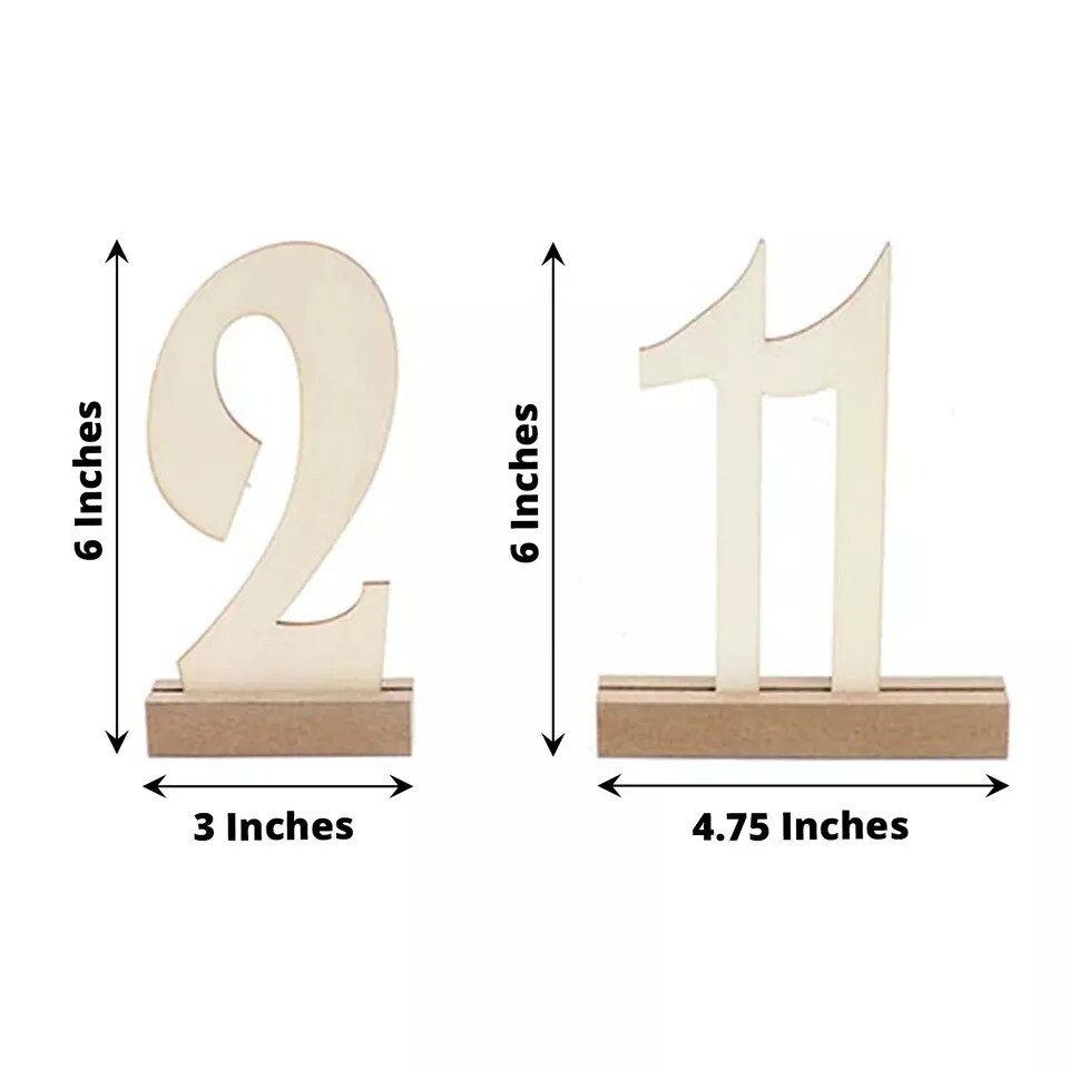 Natural 20 Wooden 6&#x22; Table Numbers 1-20 Set Holder Base Party Events Decorations