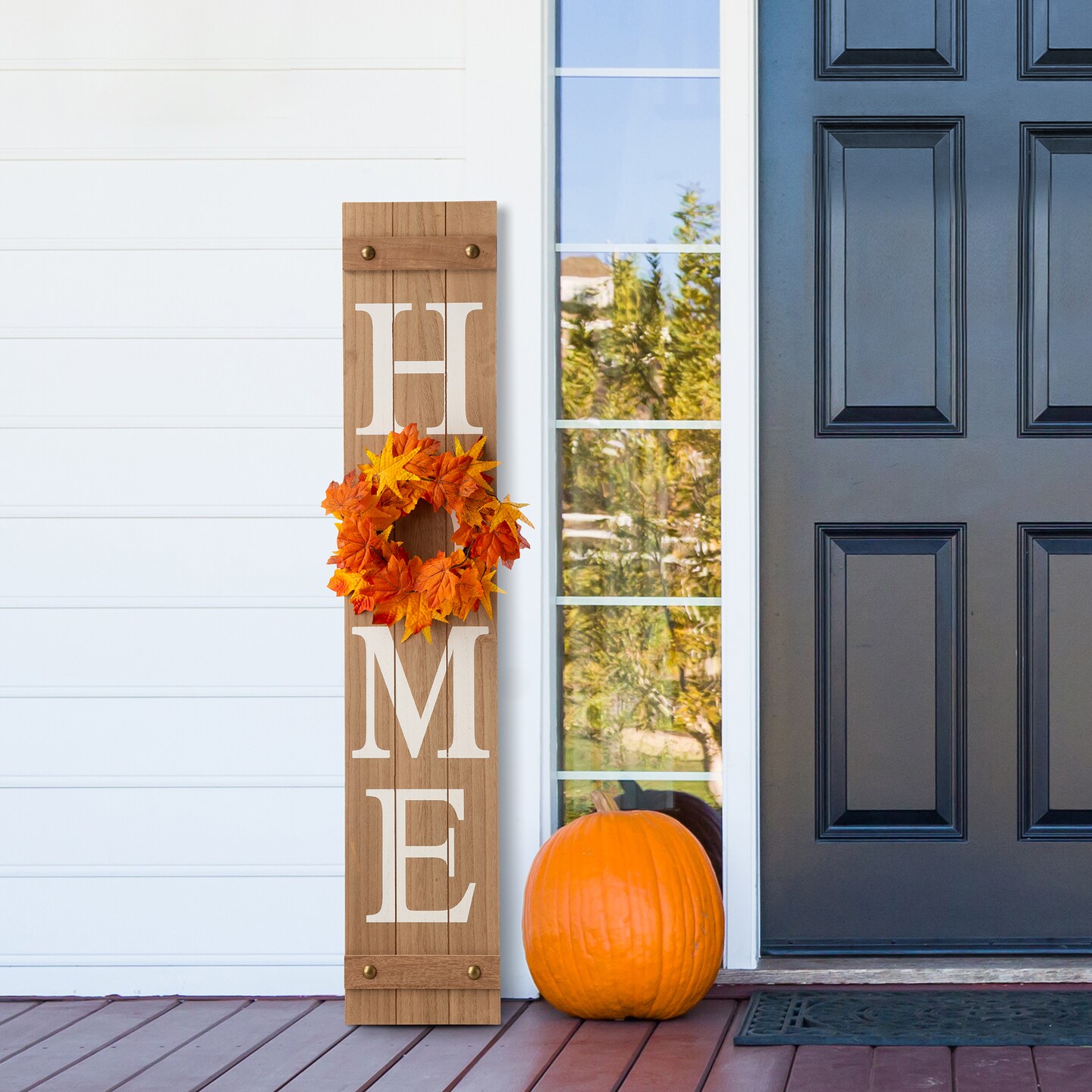 42"H Christmas Fall Porch Sign with 3 Interchangeable Floral Wreaths