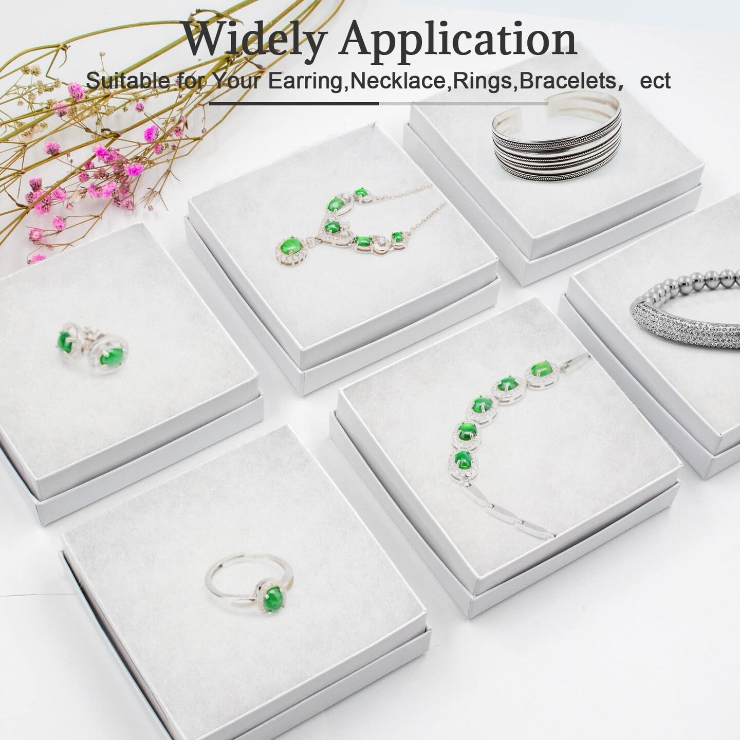 opaprain Cardboard Jewelry White Gift Boxes 20 Pack3.5×3.5×1 inches, its apply to displaying necklaces, rings, bracelets, earrings