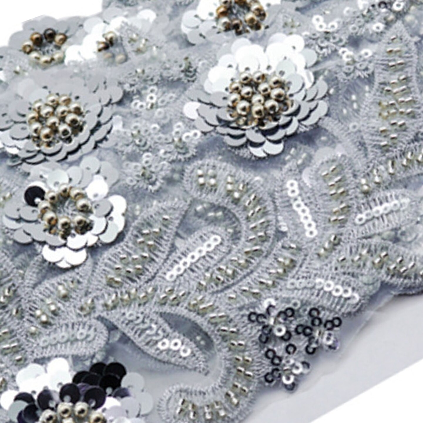 3 3/4&#x22;x 5 yards Silver Beaded Sequin Trim
