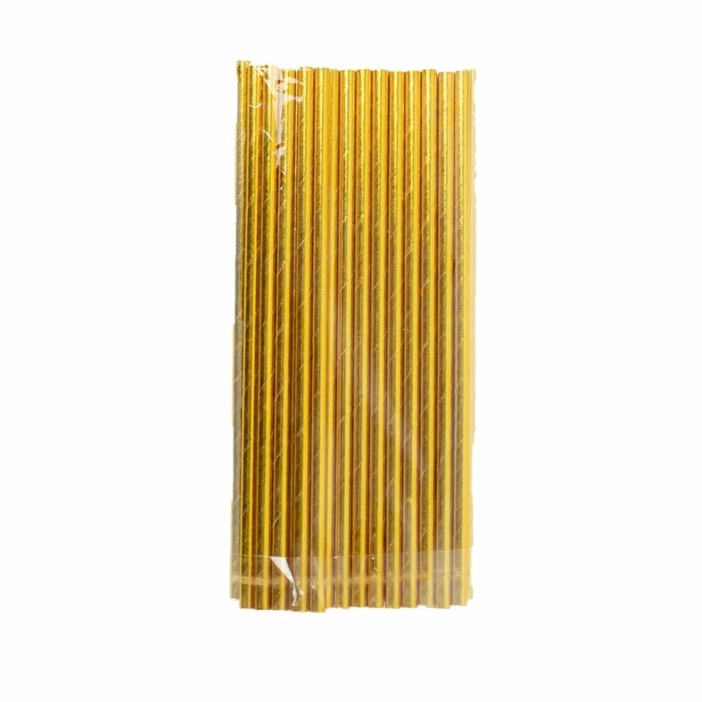 Gold 50 Metallic 8&#x22; Disposable Food Grade Drinking Paper Straws Party Events