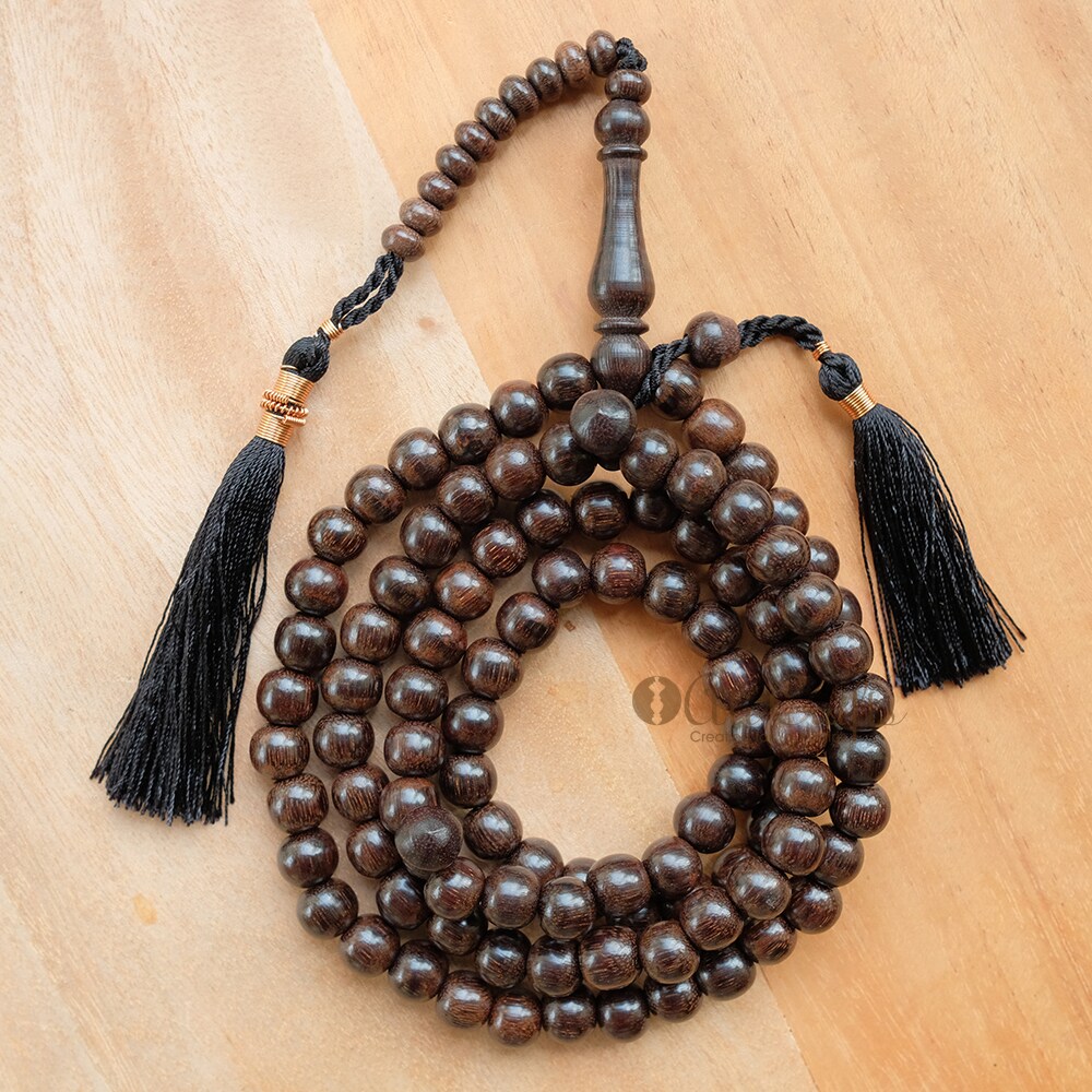 Tamarind Wood Misbaha - Handcrafted 8mm 100 Beads Muslim Rosary