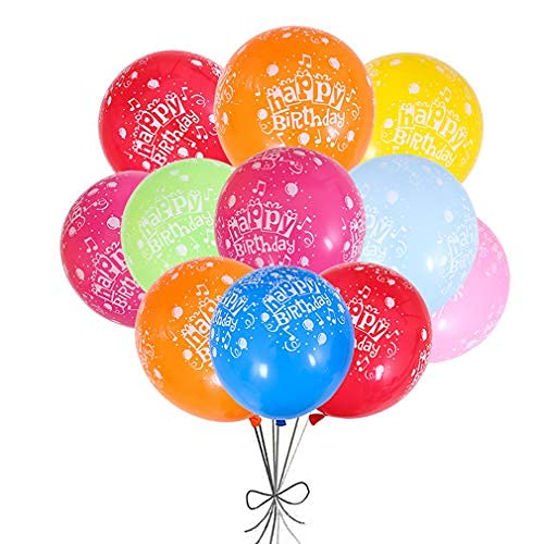 Happy Birthday Balloons 52 Pcs Colorful Latex Balloons with "Happy Birthday" Printed for Kids Birthday Party Decoration