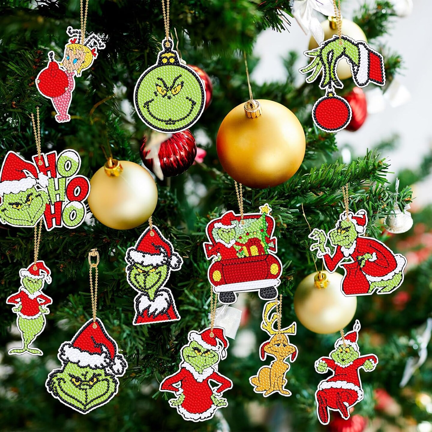 12Pcs Christmas Diamond Art Keychains DIY Diamond Keychain Gifts for Women