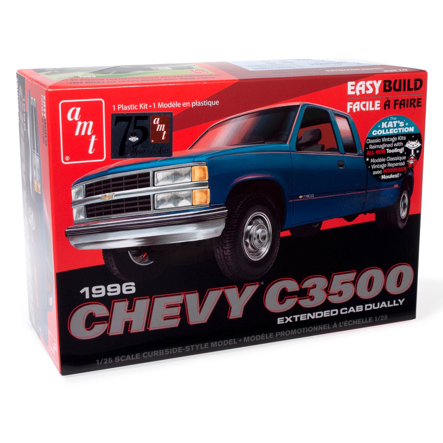 AMT: 1:25 Scale Model Kit - 1996 Chevrolet C-3500 Dually Pickup - 46 Parts - Easy Build New Tooling, Vehicle Building, Replica Extended Cab Truck