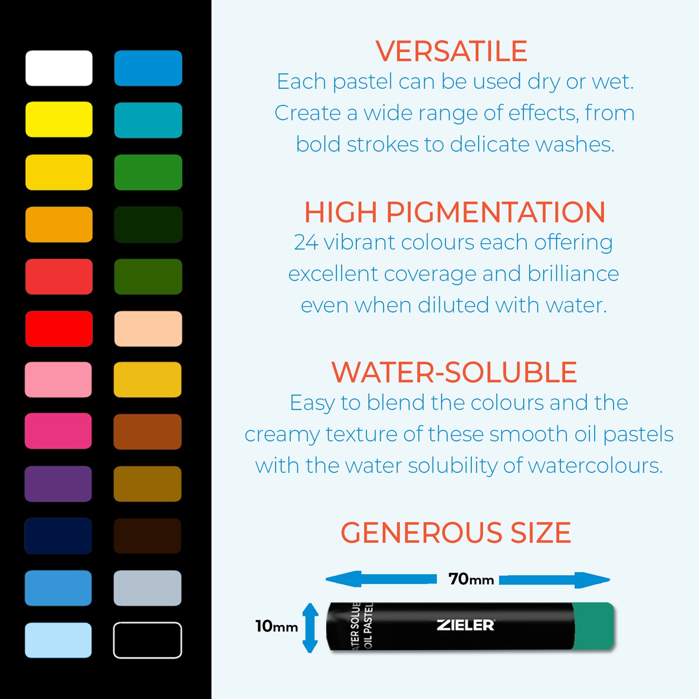 Zieler&#xAE; 24 Artists Soft Water-soluble Oil Pastels