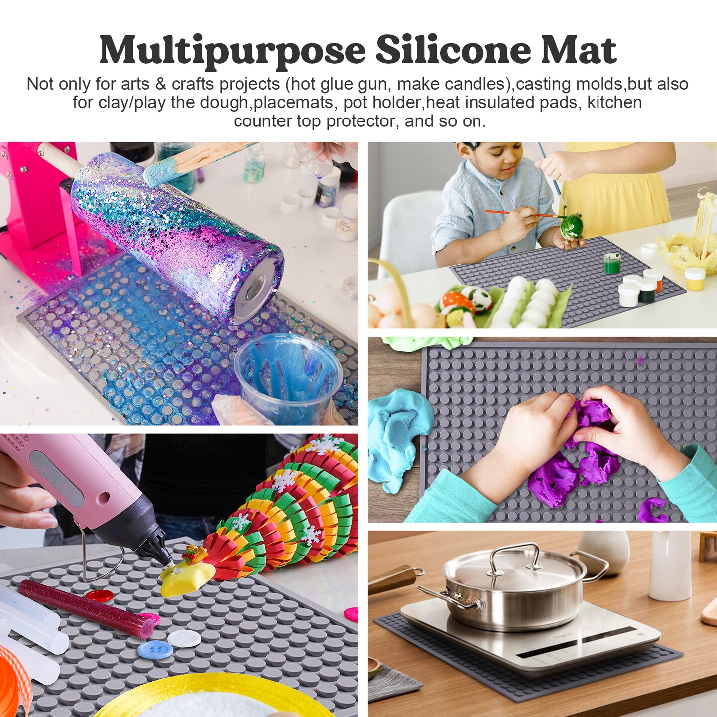 LET&#x27;S RESIN Resin Collector Mat, Easy Clean &#x26; Silicone Heat Resistant Mats 14.5&#x27;&#x27; x 9.4&#x27;&#x27;, Non-Slip Multipurpose Thick Silicone Mats for Resin Molds, Epoxy Resin, Cup Turner, Kitchen Counter, Placemat