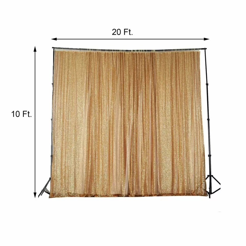20 ft x 10 ft GOLD Sequins BACKDROP Wedding Party Photo Booth Decorations