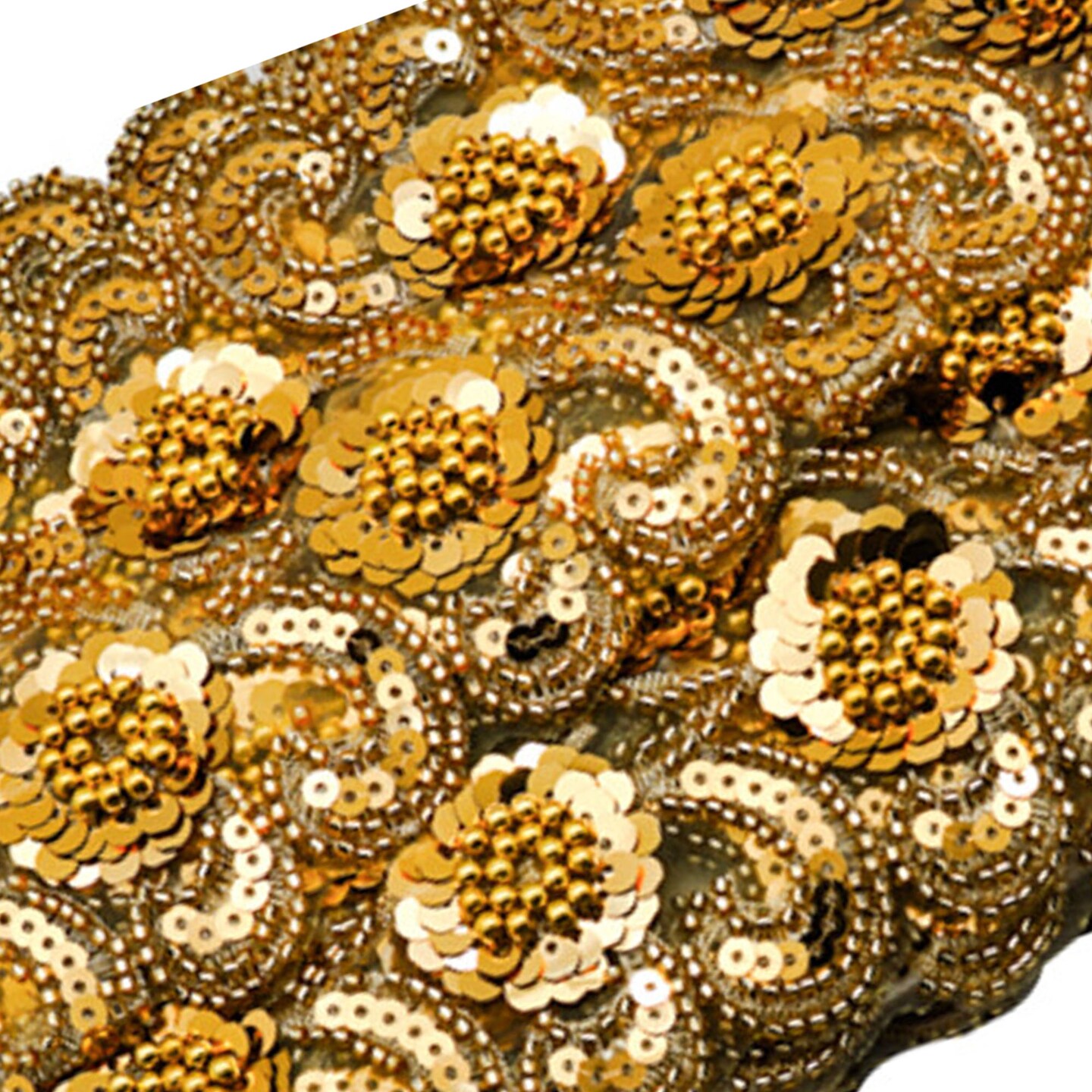 4&#x22;x 5 yards Gold Beaded Sequin Trim