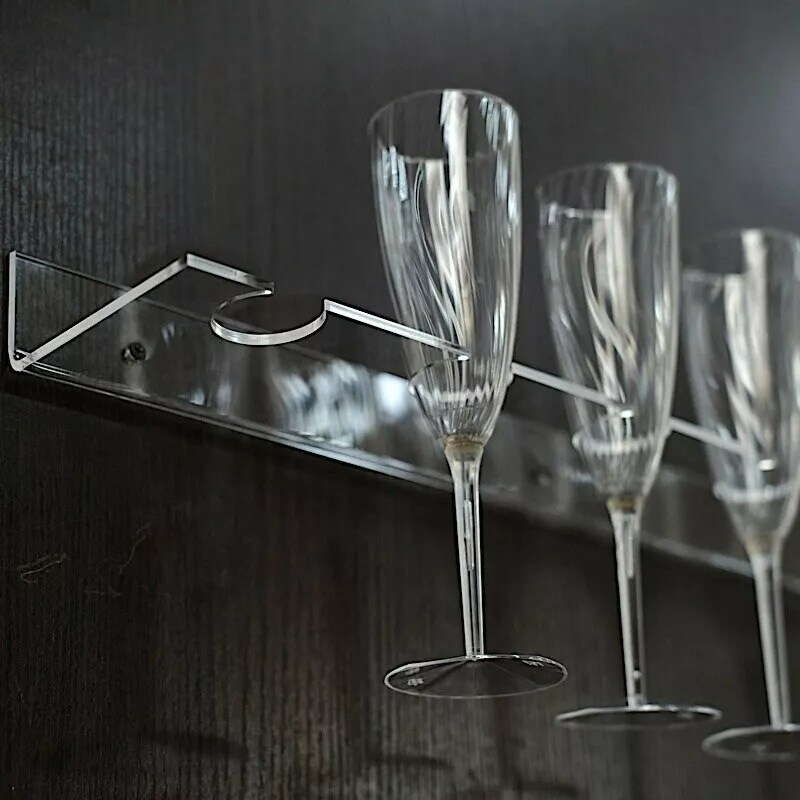 Clear 2 Acrylic 21" Wine Glass Rack Wall Mounted Champagne Flute Shelves Party