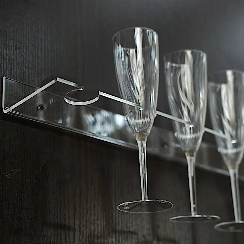 Clear 2 Acrylic 21&#x22; Wine Glass Rack Wall Mounted Champagne Flute Shelves Party