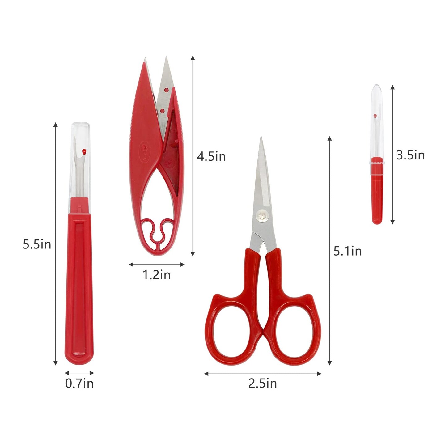 Seam Ripper Tool Sewing Seam Ripper Tool Thread Remover Kit 2 Big and 2 Small Handy Stitch Ripper Sewing Tools 1 Pack Thread Snips,1Pack 5 Scissor, 1 Sewing Tape Measure