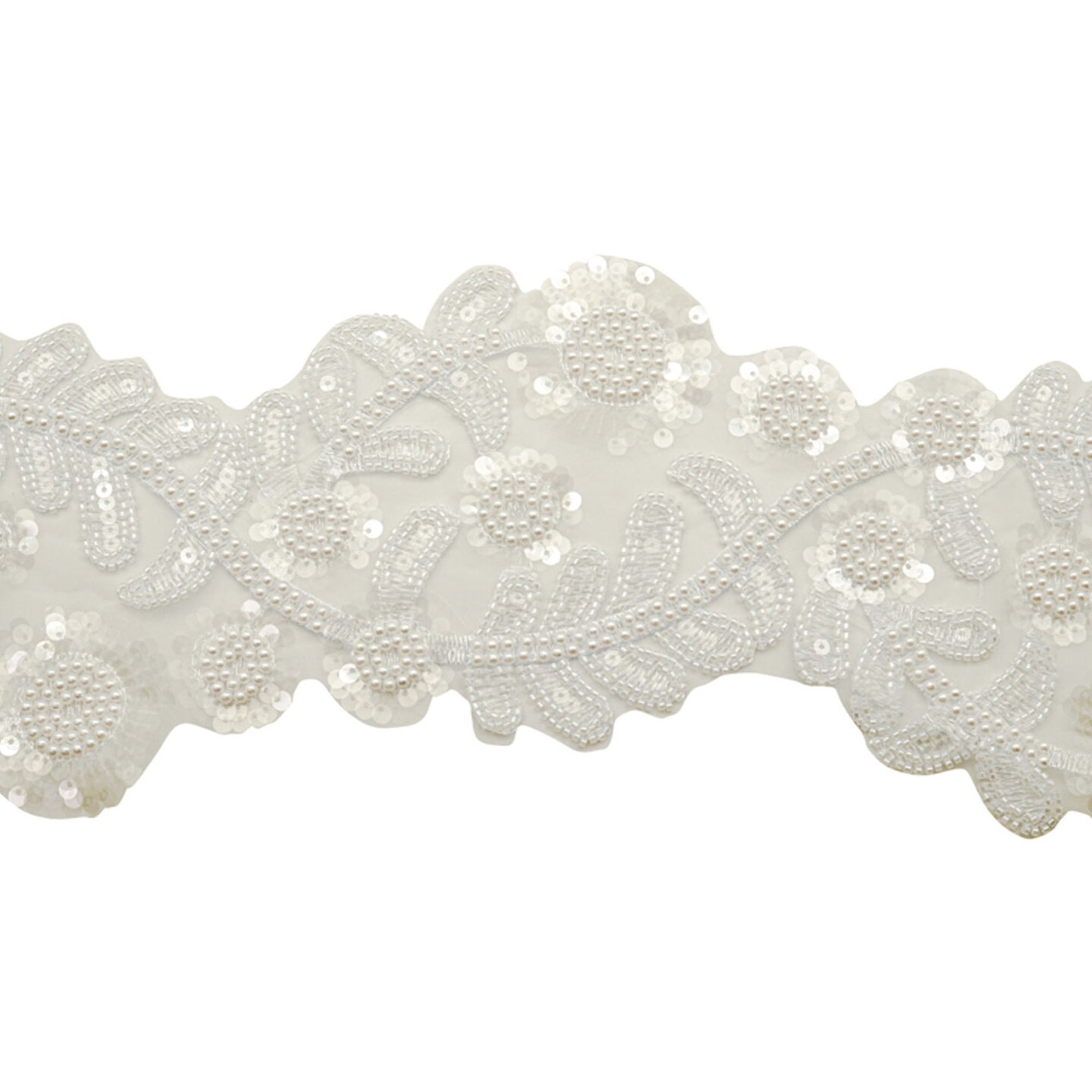 5 1/2&#x22;x 5 yards White Beaded Sequin Trim