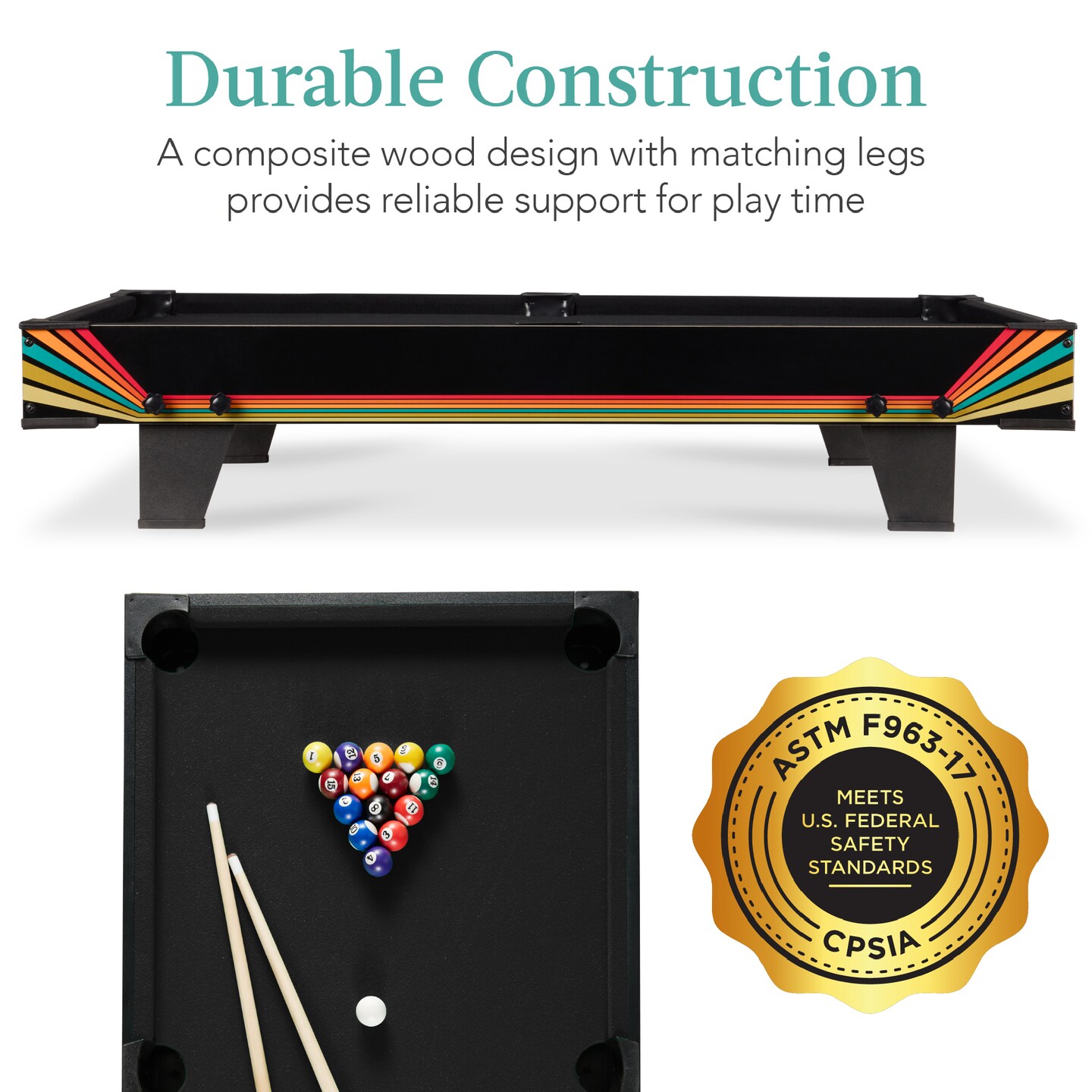 Best Choice Products 40in Tabletop Billiard Table, Pool Game Table w/ 2 Cue Sticks, Ball Set, Storage Bag