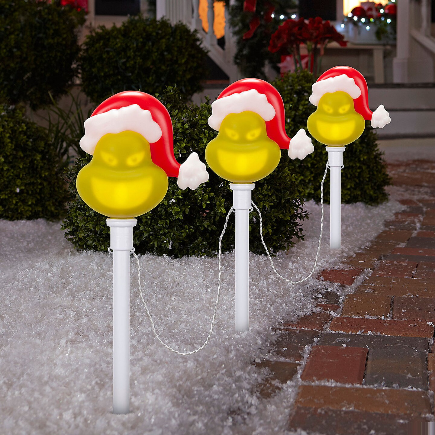 Lightshow EmoteGlow Grinch Pathway Yard Stakes, 22&#x22;