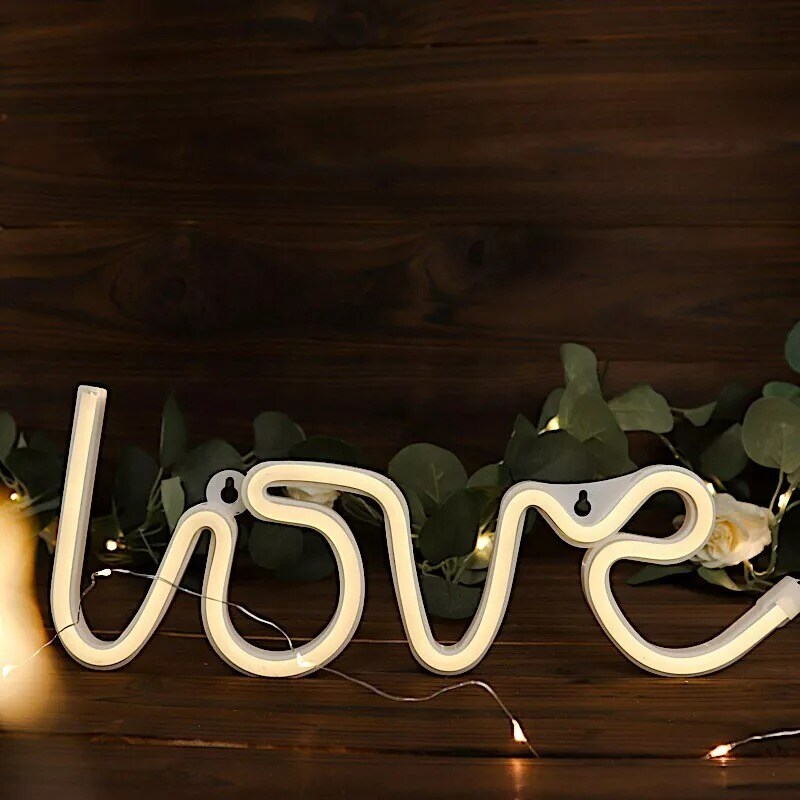 13&#x22; Warm White Love Neon Sign LED Hanging Wall Decor Lights Party Decorations