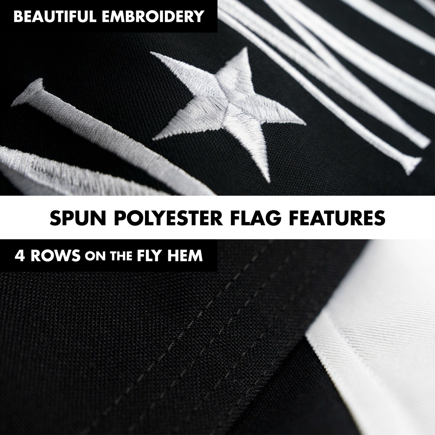 G128 Flag Pole 5 FT Black Tangle Free &#x26; POW MIA Flag Emb 2.5x4 FT Combo Embroidered Spun Polyester
