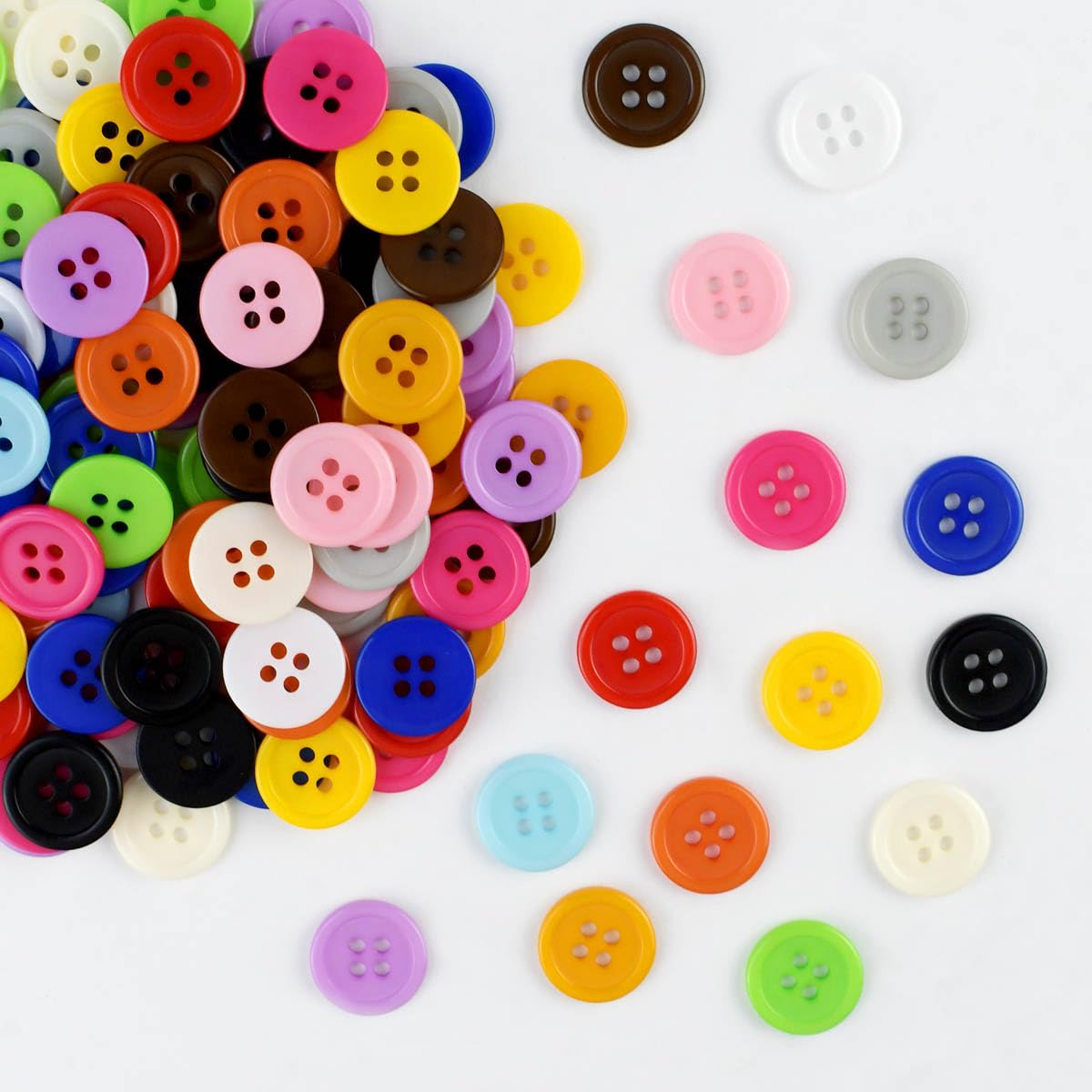 300 Pack Colorful Buttons for Craft DIY 15 Assorted Colors Resin Round Buttons for Sewing Flatback Button with Box 4 Holes Crafts Buttons Mixed Color Manual Button DIY Handmade Ornament Buttons (15mm)