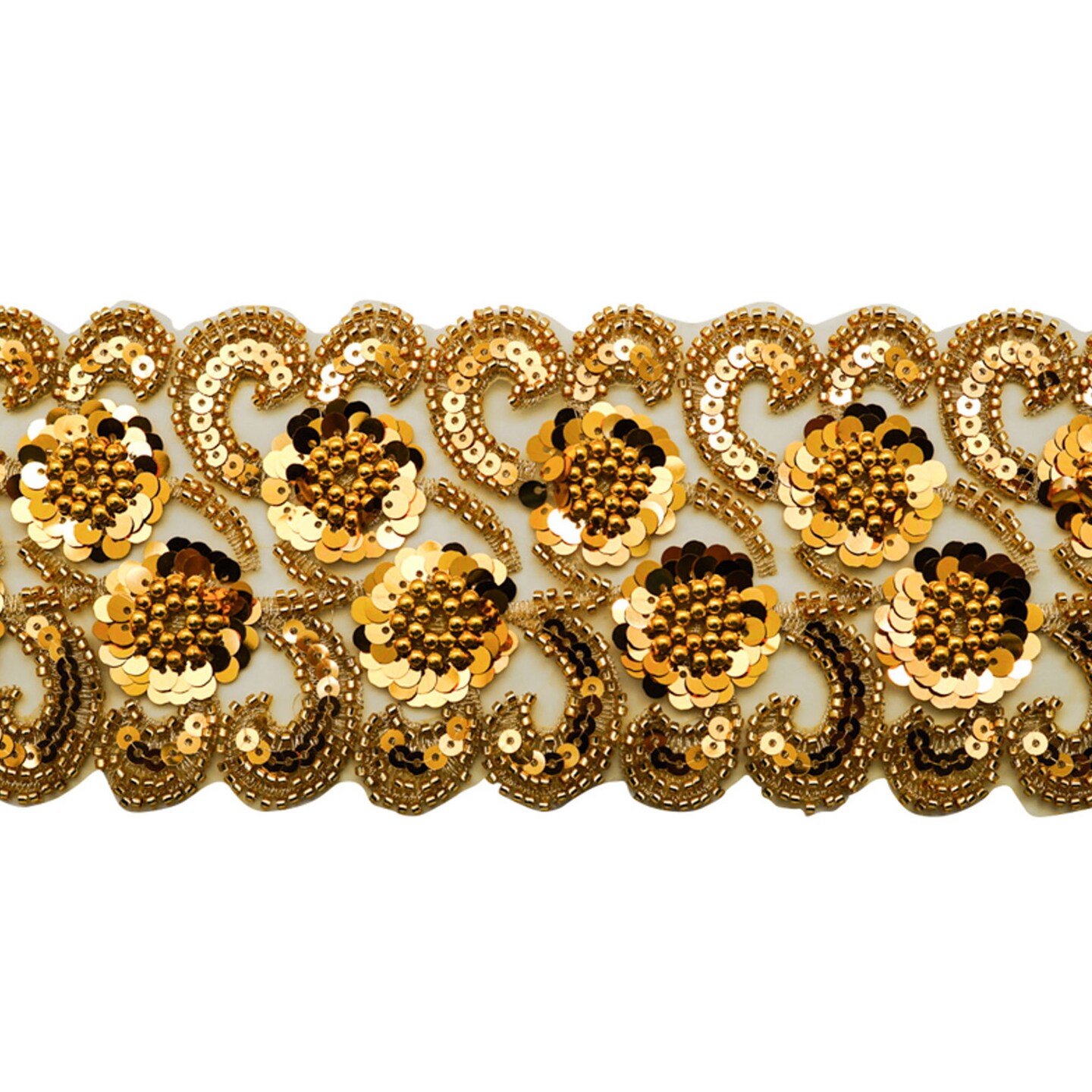4&#x22;x 5 yards Gold Beaded Sequin Trim