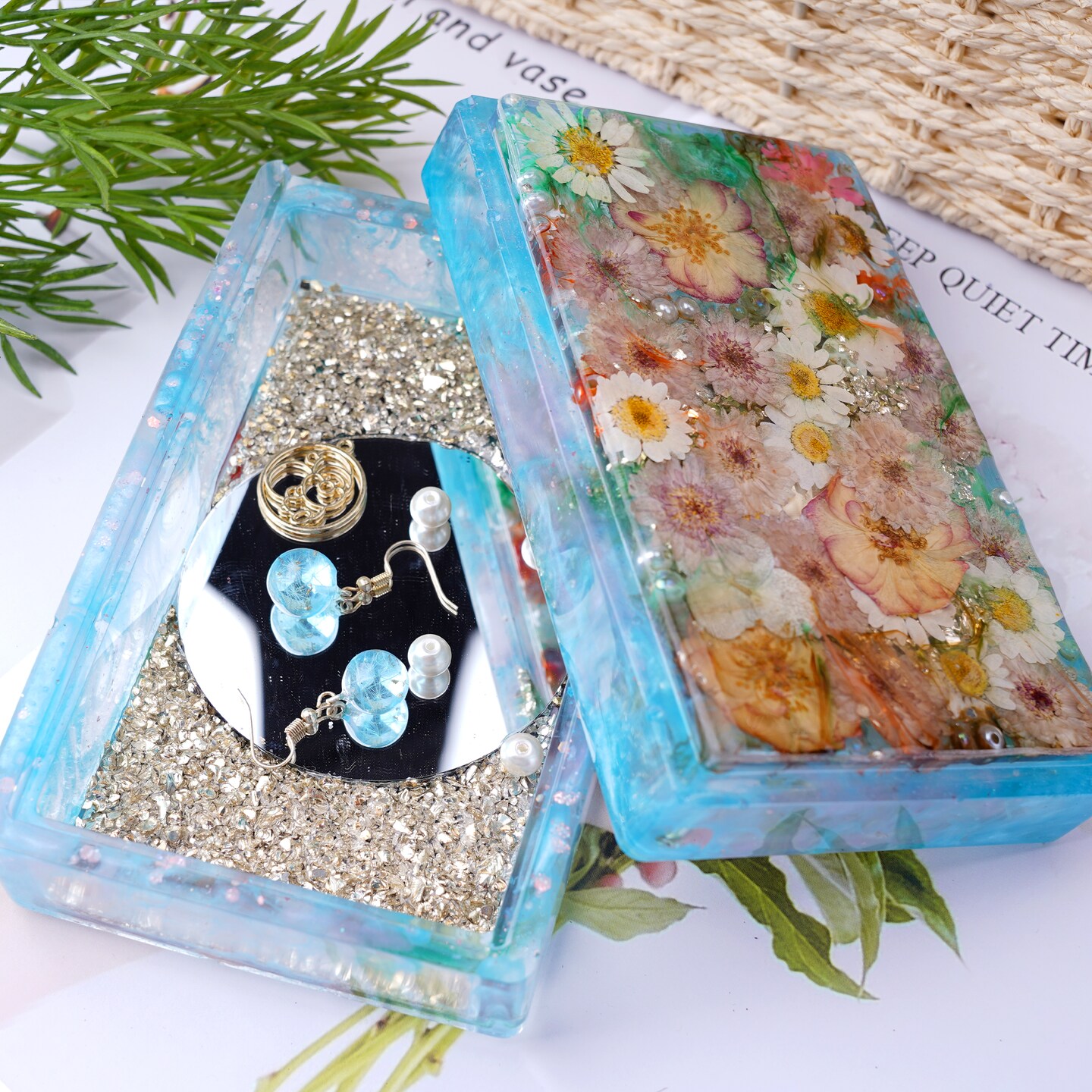 LET&#x27;S RESIN Storage Box Molds, Silicone Resin Box Molds, Storage Container with Sliding Lid Design, Epoxy Molds Silicone for Resin Casting, Jewelry, Tarot Cards, Makeup
