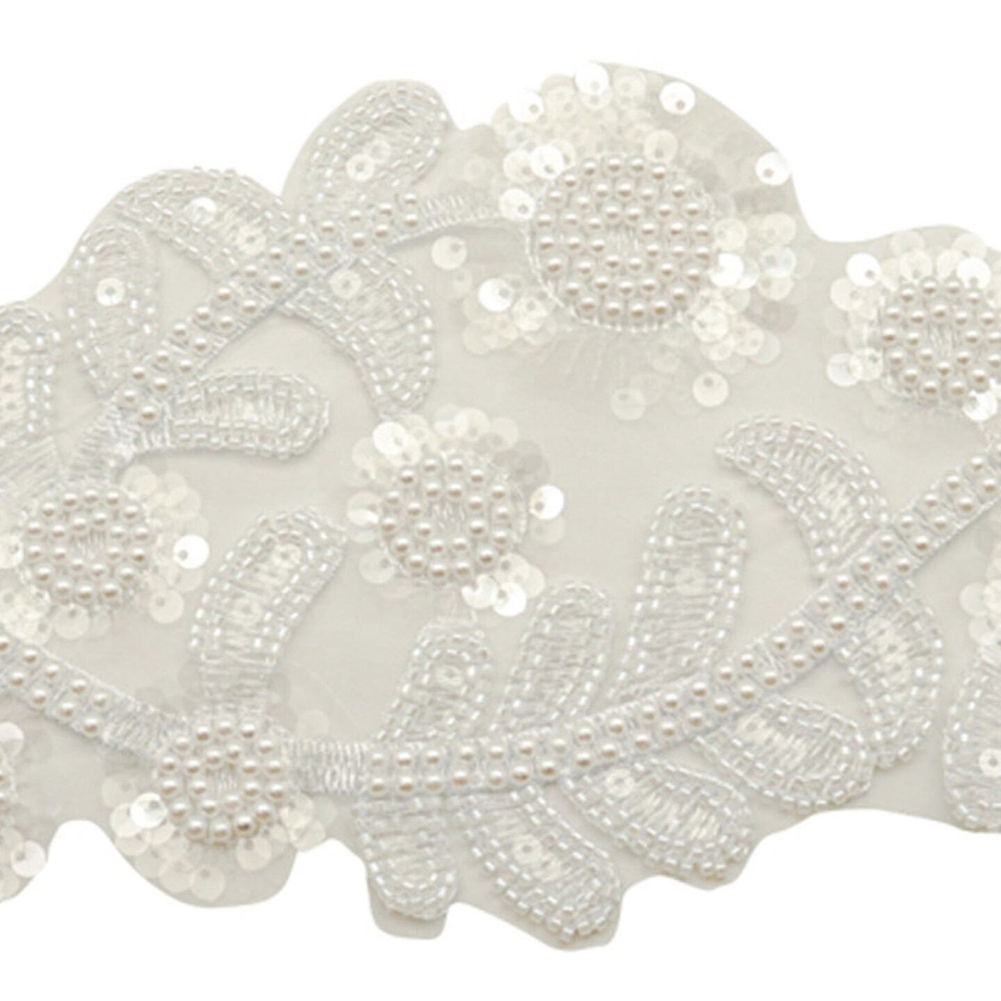 5 1/2&#x22;x 5 yards White Beaded Sequin Trim