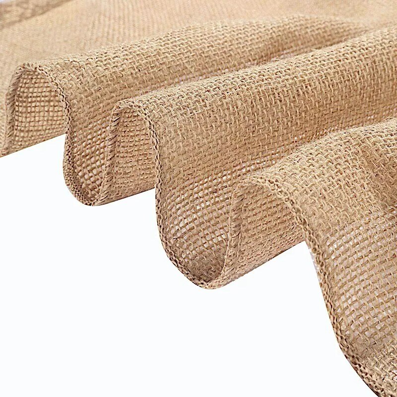 30 ft Natural Brown BURLAP AISLE RUNNER White Floral Lace Ceremony Decorations