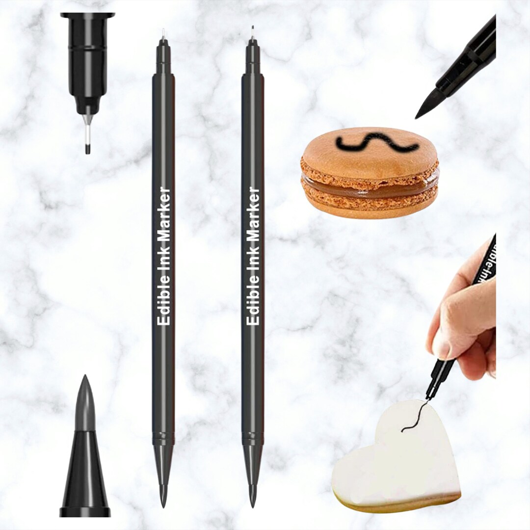 Black Dual Tips Food Coloring Pens Ultra Fine Tip