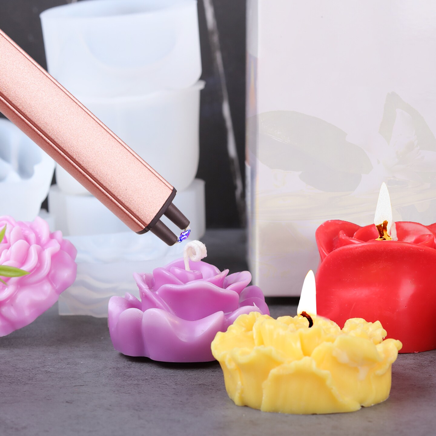 LET&#x27;S RESIN Flower Molds for Candle Making, Flower Candle Making Molds Including 6 PCS Flower Silicone Candle Mold, Silicone Molds for Soy Wax, Beeswax, Candle Making, Resin Craft