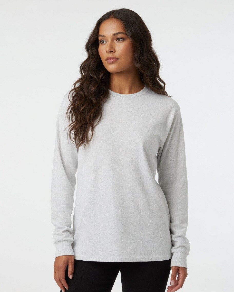 Gildan Heavy Cotton Long Sleeve Crewneck T-Shirt for Layering & Custom Printing 100% U.S. Cotton Tee
