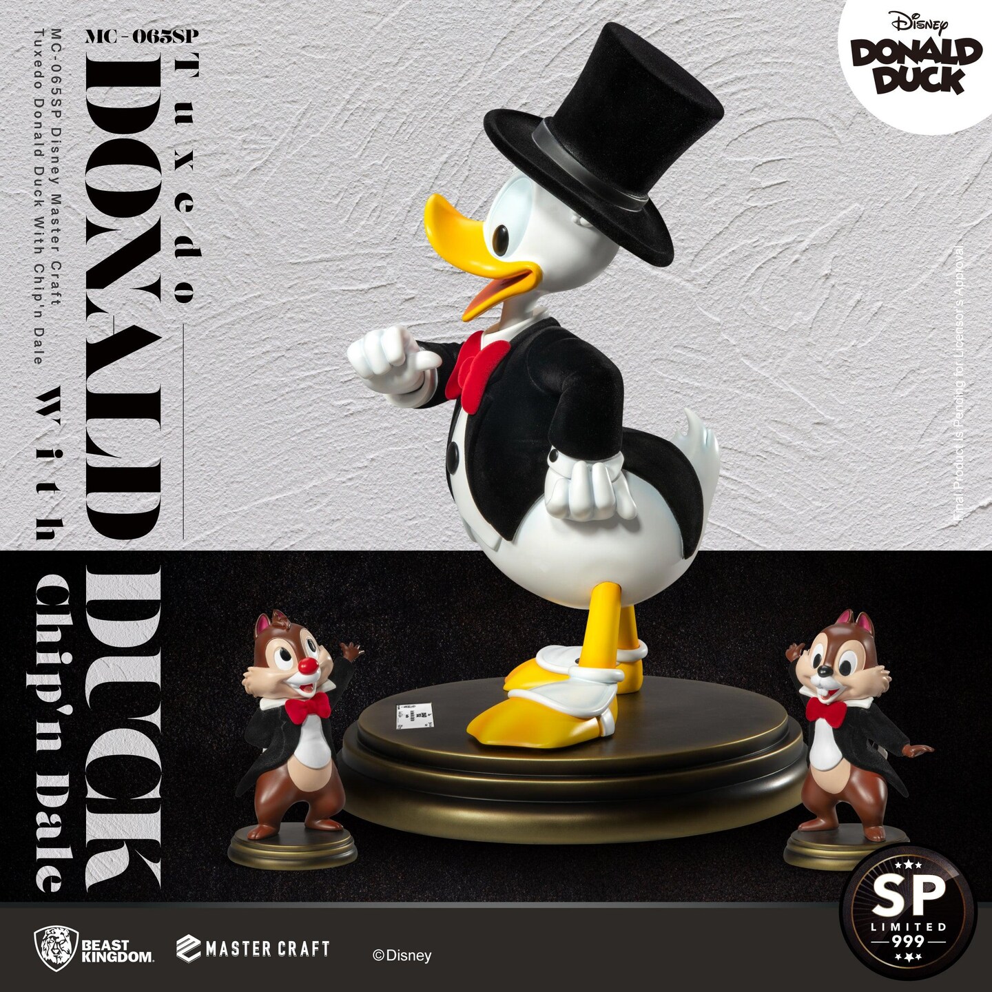 Disney Master Craft Tuxedo Donald Duck (With Chip&#x27;n Dale) Table Top Statue